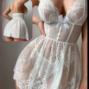Elegant Lace Sheer Nightwear Dress