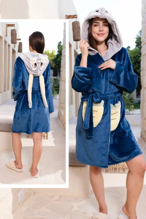 Cozy Cartoon Hooded Robe with Ears
