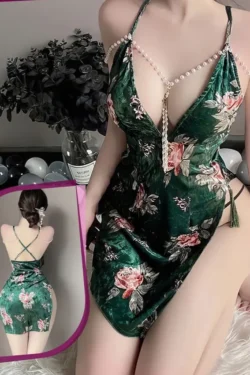 Floral Velvet Sleeveless Mini Dress