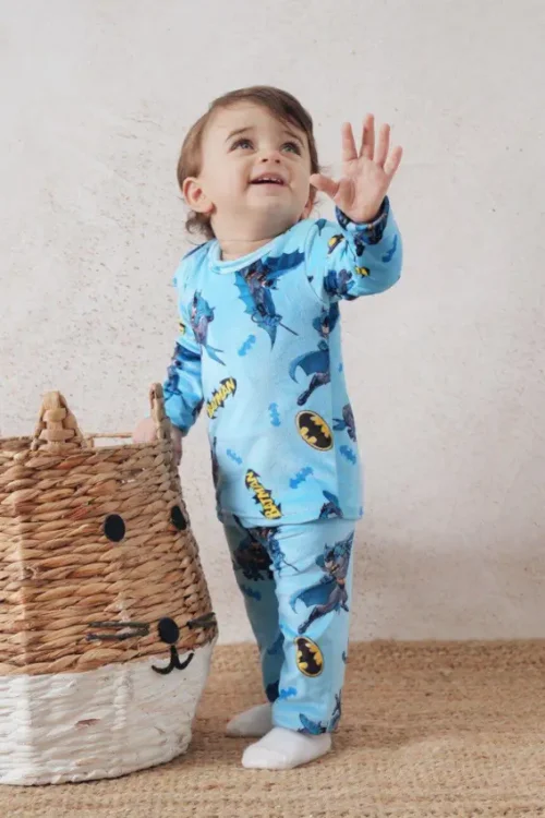 Batman Print Long Sleeve Pajama Set