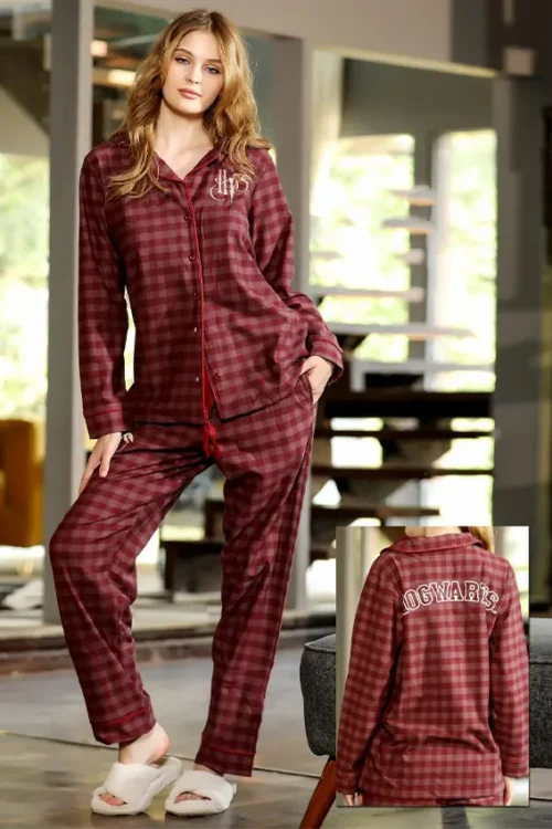 Cozy Plaid Long Sleeve Pajama Set