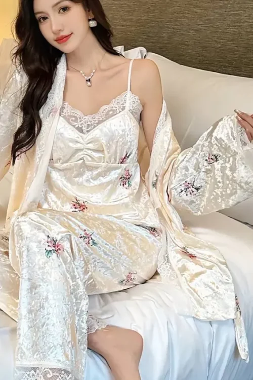 Elegant Floral Pattern Loungewear Set