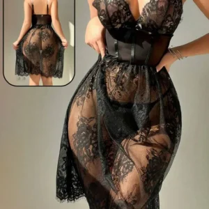 Elegant Black Lace Dress Lingerie