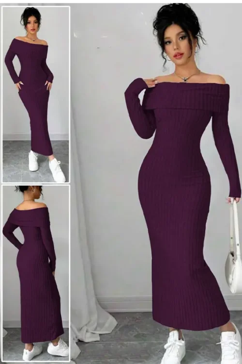 Elegant Off-Shoulder Long Sleeve Dress