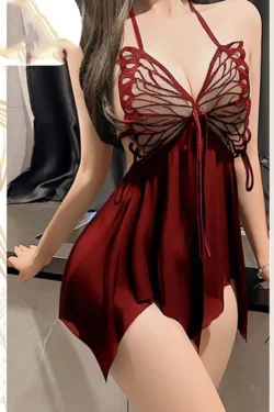 Butterfly Pattern Halter Dress