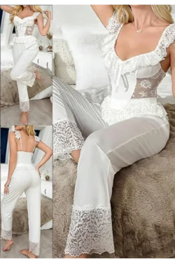 Elegant Lace Sleeveless Jumpsuit Pajama