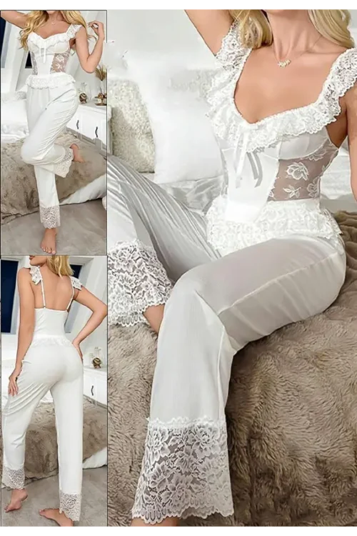 Elegant Lace Sleeveless Jumpsuit Pajama