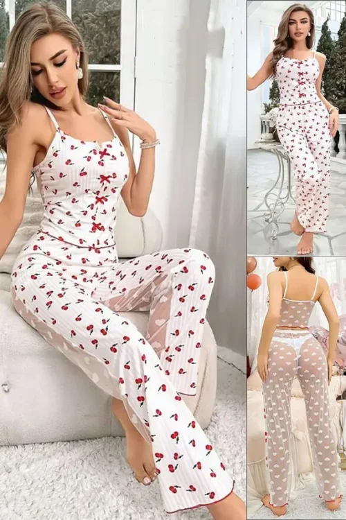 Cherry Print Strappy Jumpsuit