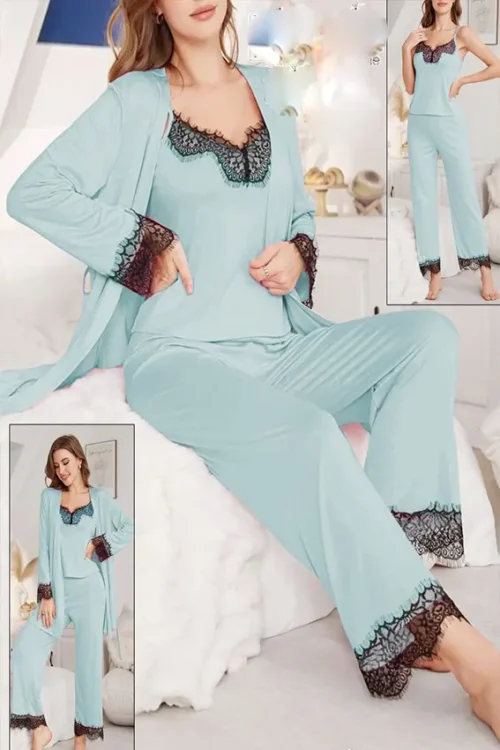 Elegant Lace Trim Sleepwear Set - Image 4