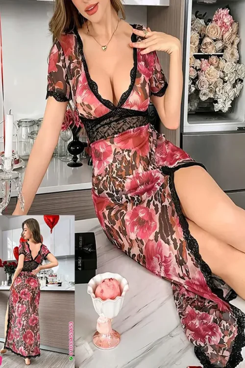 Floral Lace Short Sleeve Dress