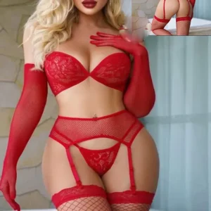 Stunning Red Lace Lingerie Set