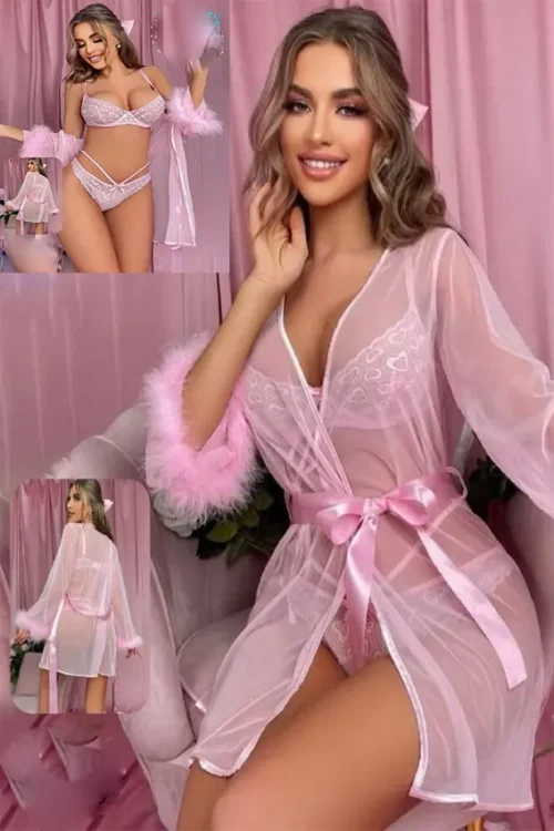 Elegant Sheer Lace Nightwear Set