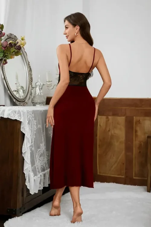 Elegant Lace Spaghetti Strap Lingerie Dress - Image 3