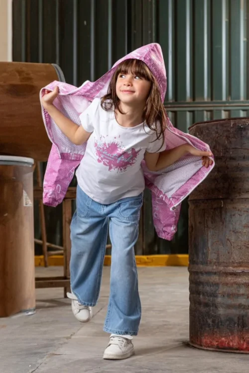 Stylish Pink Pattern Kids Jacket - Image 3