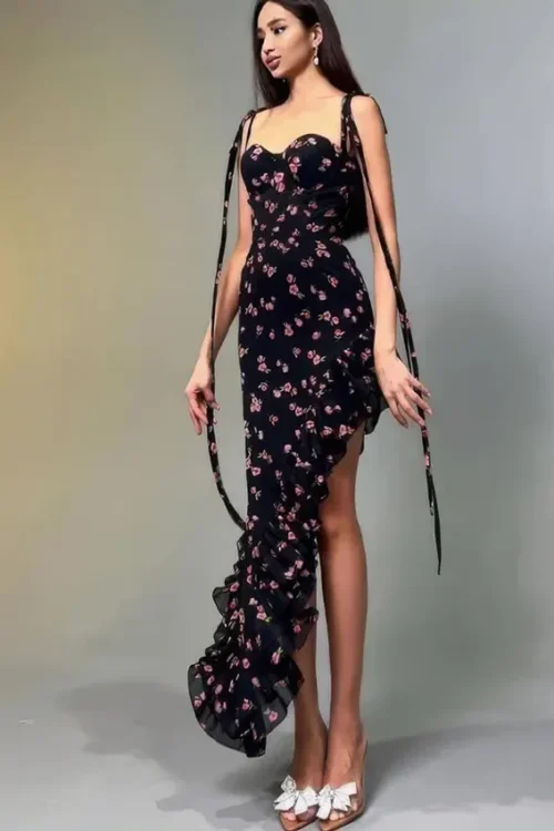 Floral Ruffle Sleeveless Dress