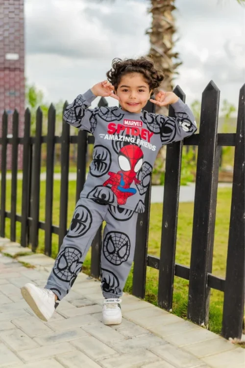 Kids' Spider Print Long-Sleeve Set