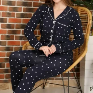 Heart Pattern Long Sleeve Pajama Set