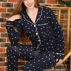 Heart Pattern Long Sleeve Pajama Set