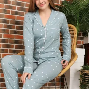 Heart Pattern Long Sleeve Pajama Set