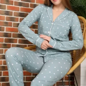 Heart Pattern Long Sleeve Pajama Set