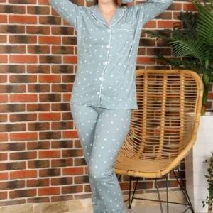 Heart Pattern Long Sleeve Pajama Set