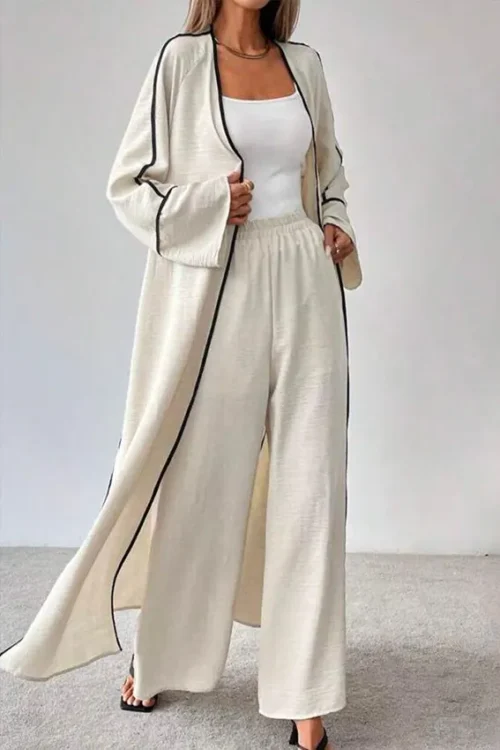 Elegant Long Sleeve Open Cardigan Set