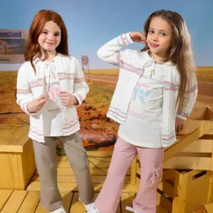 Stylish Girls' Patterned Cardigan Set