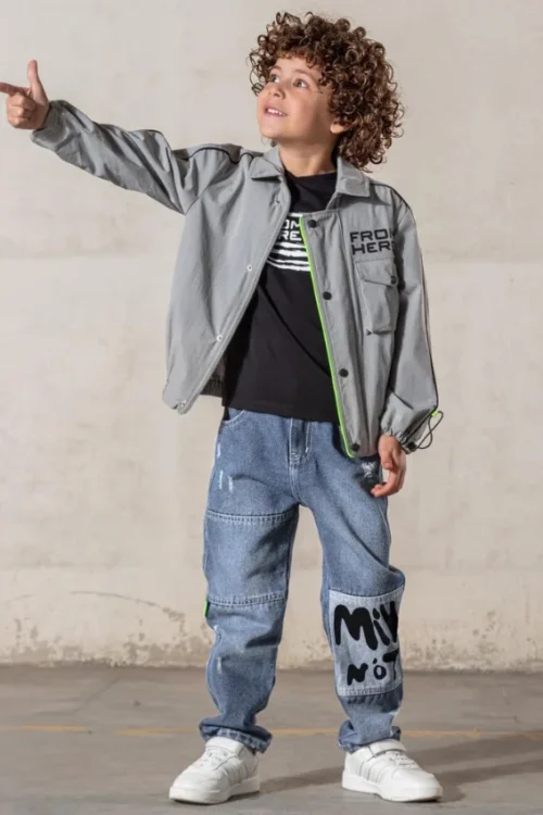 Kids Graphic Jacket and Jeans Set - Image 2