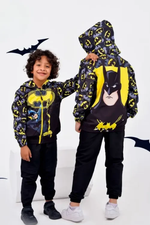 Kids' Batman Pattern Hooded Jacket