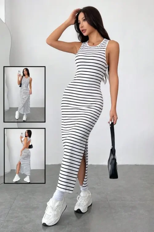 Striped Sleeveless Maxi Dress - Image 2