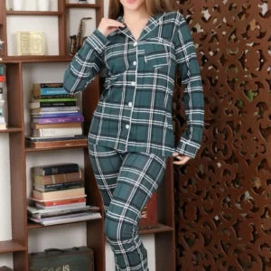 Stylish Green Plaid Pajama Set