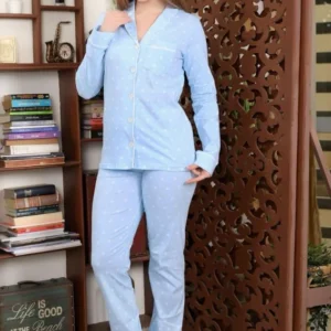 Blue Polka Dot Long Sleeve Pajamas