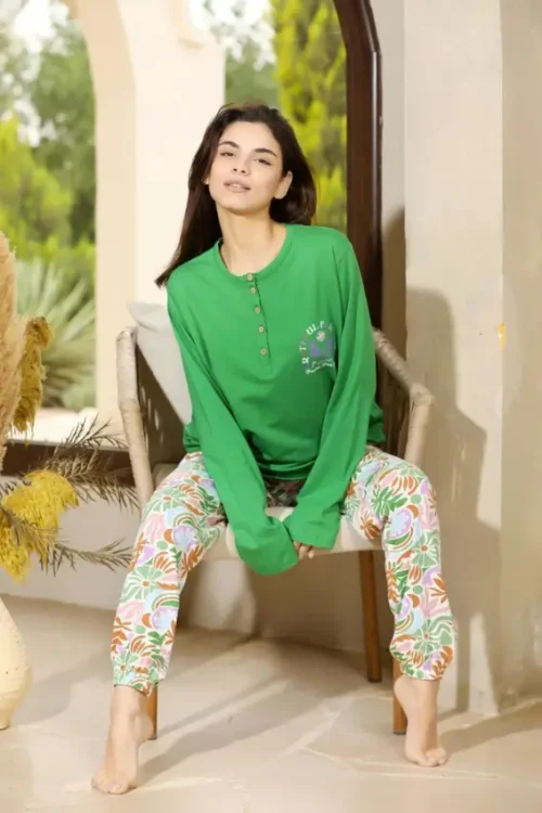 Floral Print Long Sleeve Pajama Set - Image 2
