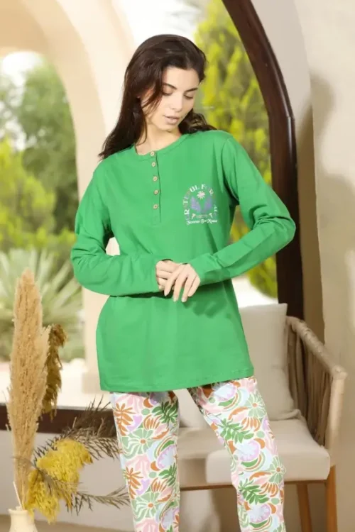 Floral Print Long Sleeve Pajama Set - Image 3