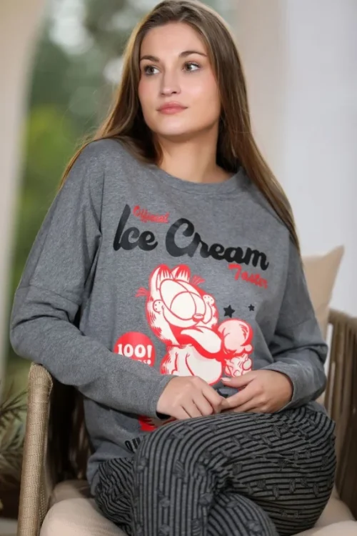 Graphic Pajama Set with Long Sleeves - Image 4