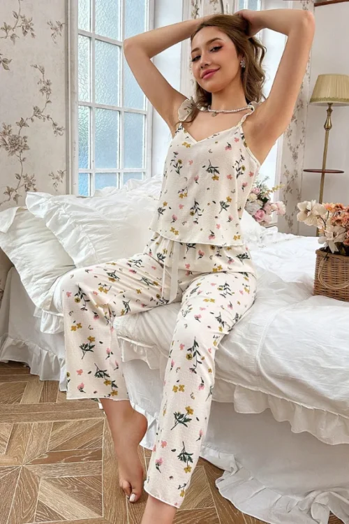 Floral Sleeveless Lounge Set for Women - Image 5