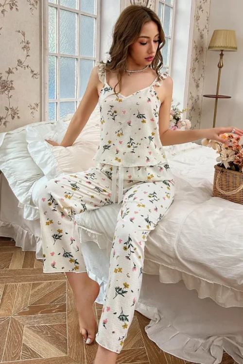 Floral Sleeveless Lounge Set for Women - Image 3