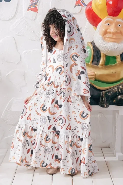Vibrant Print Long-Sleeve Dress