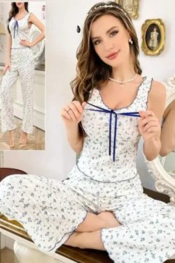 Floral Sleeveless Pajama Set for Women