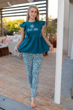 Floral Patterns Ruffle Sleeve Top