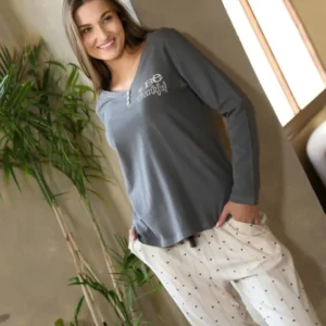 Cozy Long Sleeve Polka Dot Pajama Set