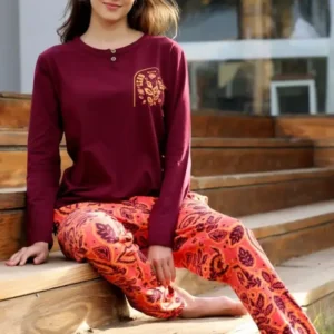 Vibrant Floral Full Sleeve Pajama Set