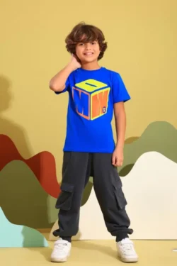 Bright Graphic Tee with Cargo Pants