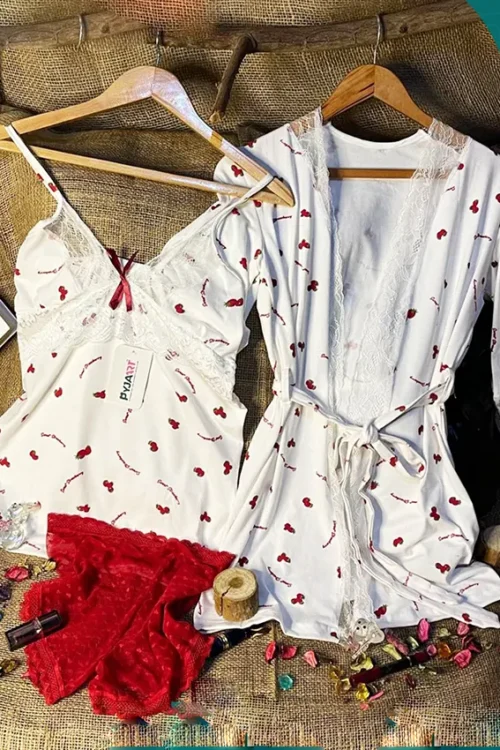Cherry Print Lace Nightwear Set