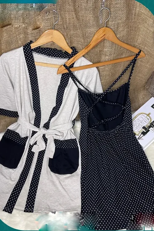 Elegant Polka Dot Nightwear Set