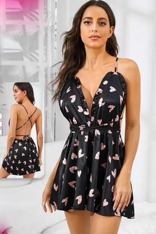 Heart Pattern Sleeveless Strappy Dress