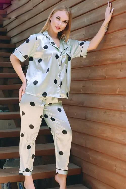 Polka Dot Short Sleeve Pajama Set