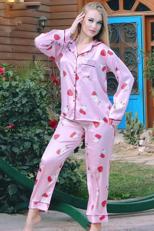 Pink Strawberry Pajama Set - Image 3