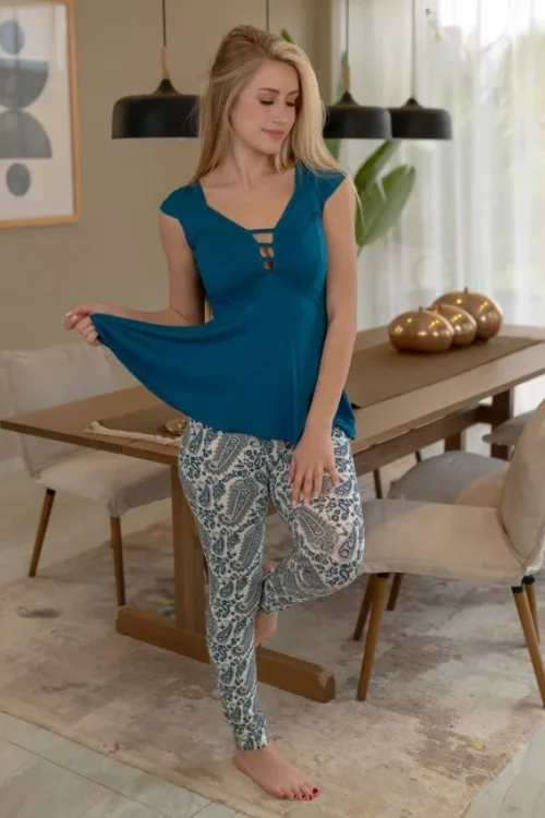 Paisley Patterned Short Sleeve Set - Image 2