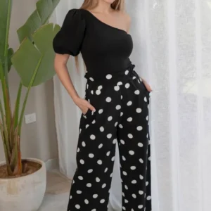 Polka Dot One-Shoulder Set